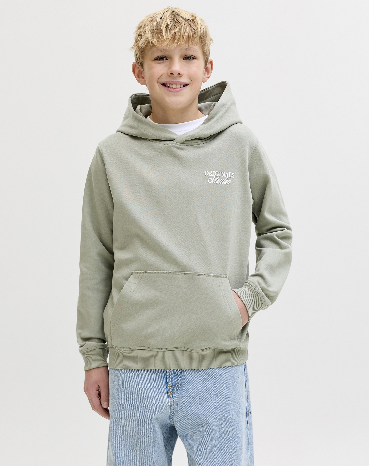 Jack & Jones Junior - JORNorrebro Typo Back Sweat Hoodie - Seagrass